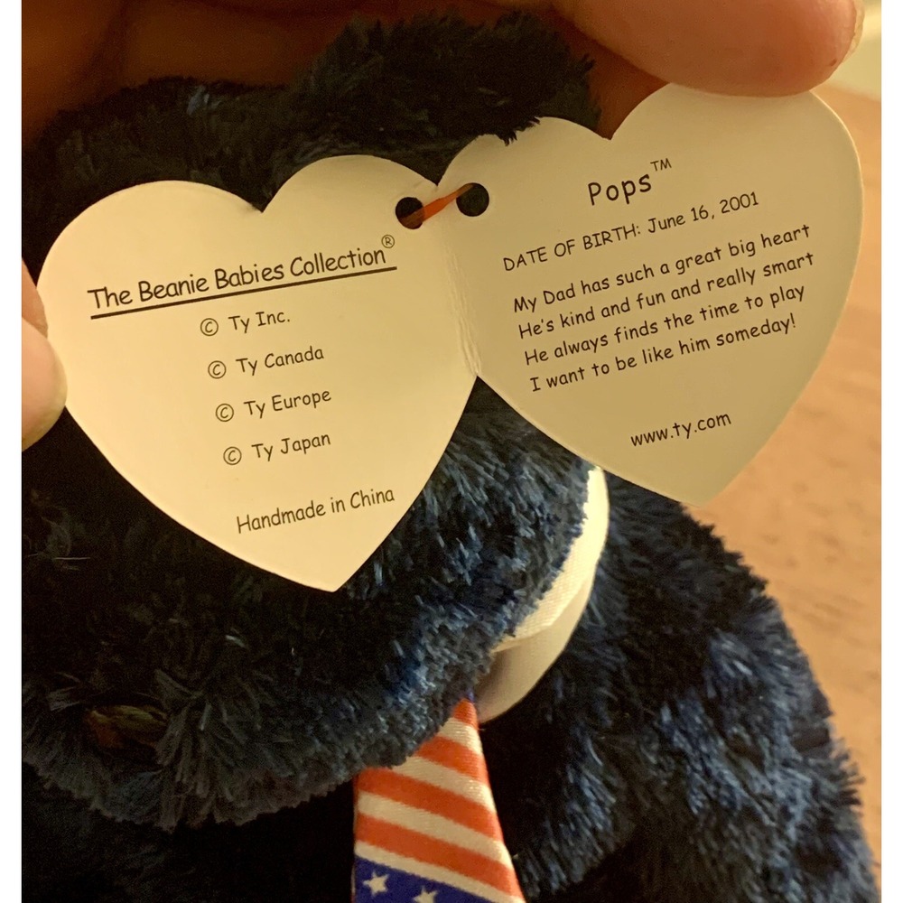 TY Beanie Babies Pops 2002‎ Father's Day USA Flag Tie - Picture 6 of 8
